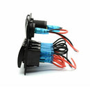 For Car RV 3 Gang 12V/24V Circuit Breaker Dual USB Port LED Rocker Switch Panel