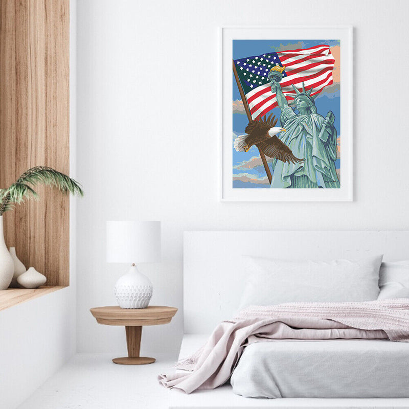 HandPainted Oil Paint Kill Time Picture Colouring Artcraft Eagle and Banner Gift