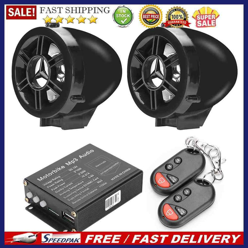 Remote Control Motorcycle Alarm System MP3 FM Radio Bluetooth Speaker Ampli