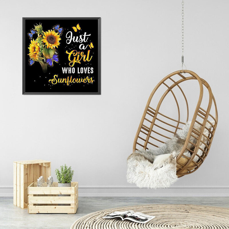 DIY Full Round Drill Diamond Painting Sunflower and English Rhinesto