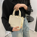 Women Mini Square Bag Solid Color Top-handle Handbags PU Leather Shoulder Tote