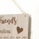 Wooden Calendar Round Love Heart DIY Special Date Wall Hanging Display