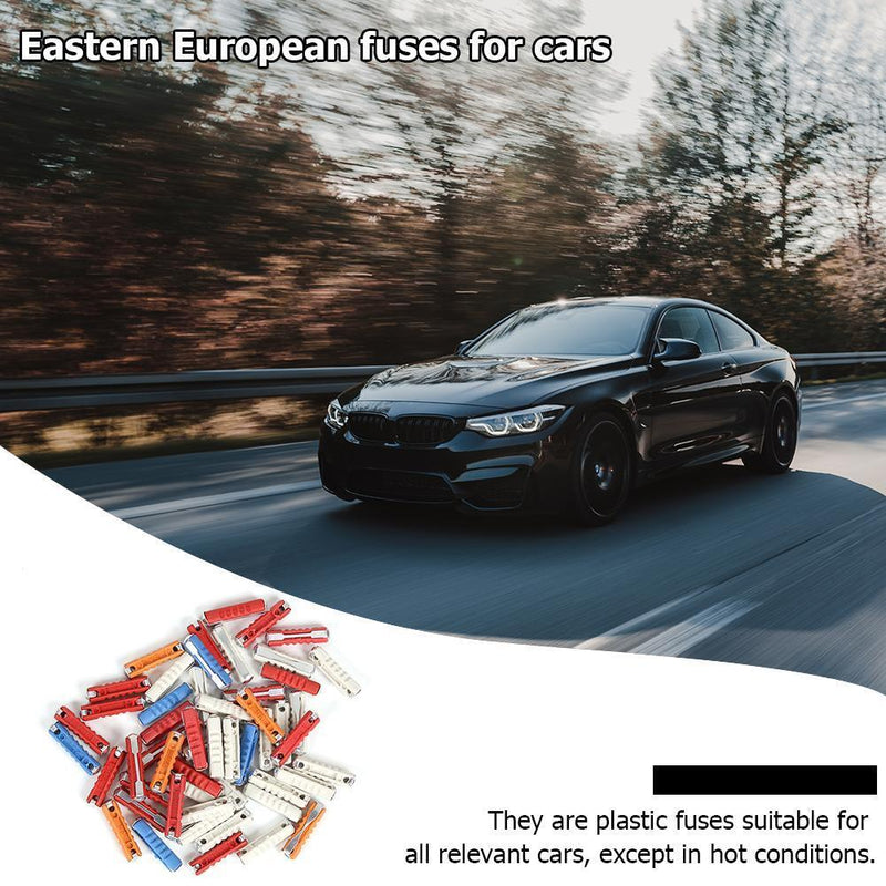 50pcs Car Fuse Kit 5A 8A 16A 25A Plastic+Zinc Continental Torpedo Auto Fuse