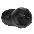 Unisex Leather Baseball Cap Outdoor Sport Adjustable Hat (Black)