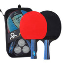2 Professional Table Tennis Racket Long Paddle Pong + Sets Bat 40mm 3 Balls C9B7