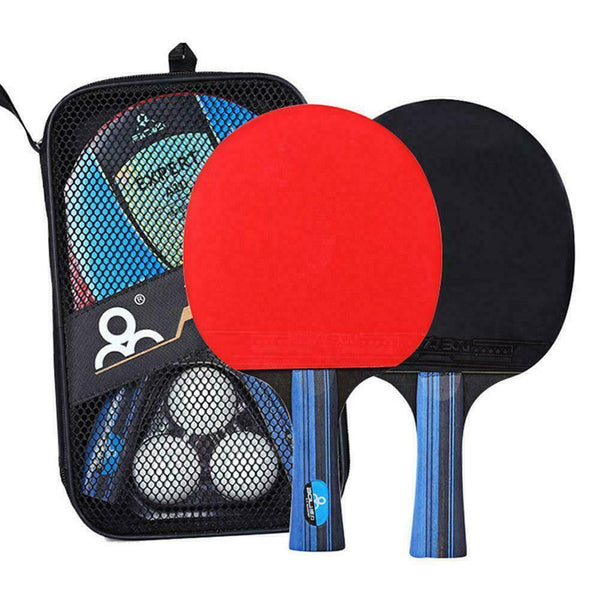 2 Professional Table Tennis Racket Long Paddle Pong + Sets Bat 40mm 3 Balls C9B7