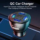 4 Ports USB QC3.0 Charger 50W 7A Auto Fast Charging Adapter in Car (Black) Newly