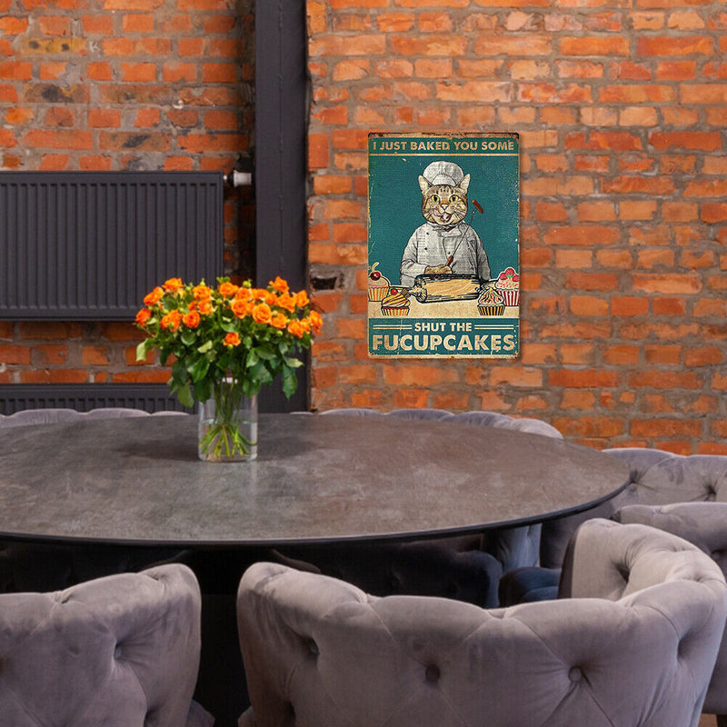 Retro Cat Metal Plate Poster Painting Bar Pub Decor Tin Plaques Wall Signs