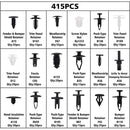 415pcs Car Bumper Retainer Clip+Screwdriver+4xTools+5xZip Tie+20xSponge Washers