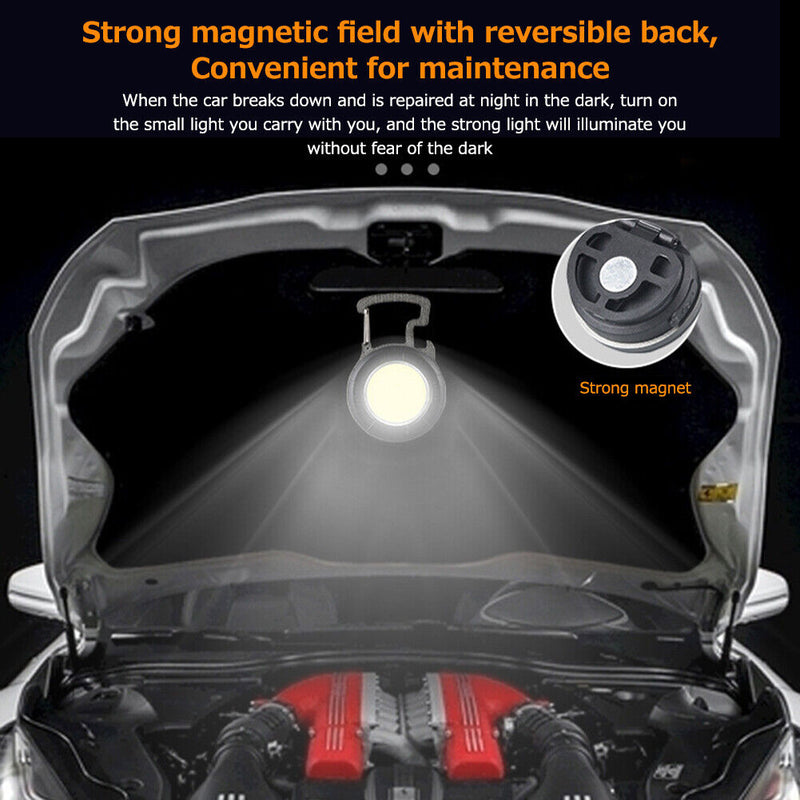 Multifunction COB LED Mini Flashlight Keychain Camping Bottle Opener Tent Light