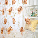 Big Flower Tulle Blackout Curtains Window Drape for Bedroom Decor(Coffee)