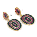European Women Rhinestone Geometric Oval Dangle Stud Earrings Jewelry Gift