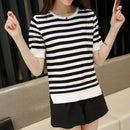Short Sleeve T-Shirt Women Stripe Casual T Shirt O-Neck Tops Summer Clothes Tee
