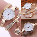 Fashion Luxury Rhinestone Bracelet Women Top Quartz Casual Watch Beige Newly