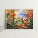Full Cross Stitch 11CT Cotton Thread DIY Autumn Forest Printed Embroidery K