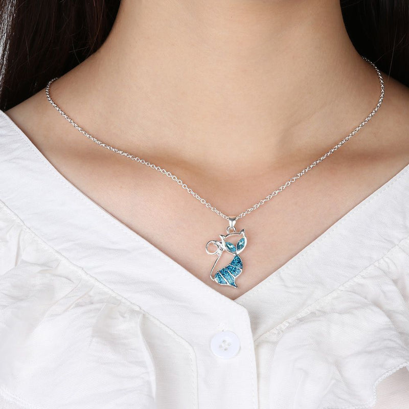 Exquisite Trendy Elegant Gift Fashion Chain Opal Necklace Cat Pendant Jewelry