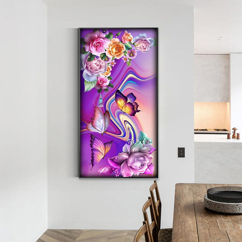 DIY Diamond Painting Butterfly Flowers Full Drill Rhinestone Mosaic Art Pic