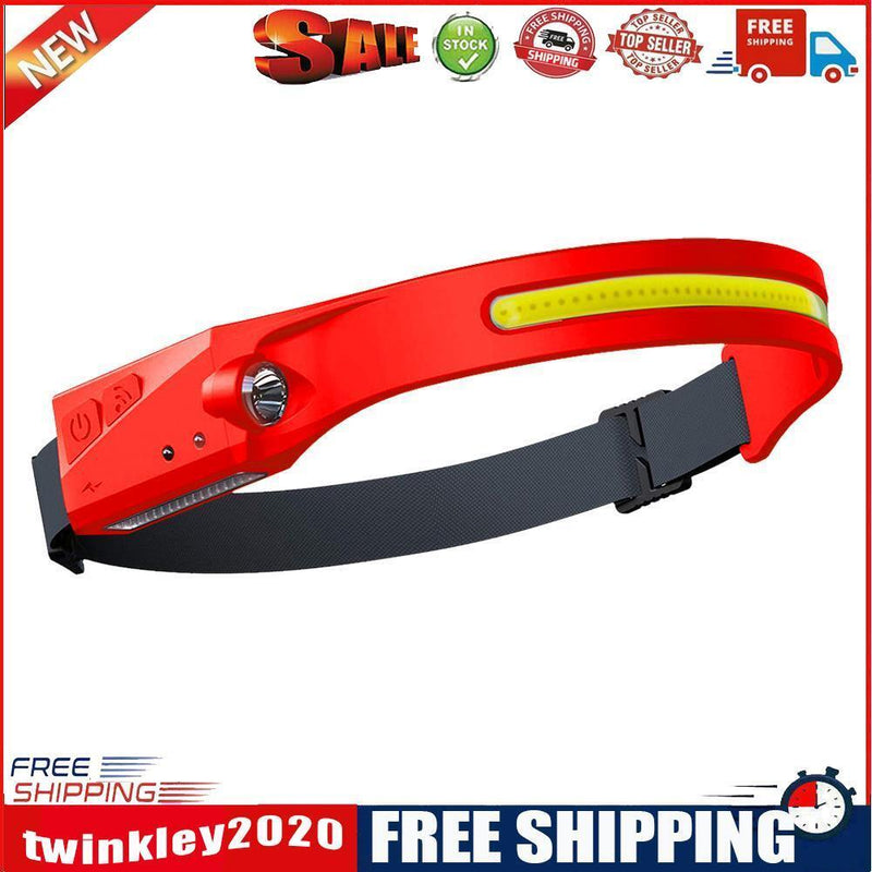 COB LED Headlamp Sensor Headlight Rechargeable Outdoor Work Light (Red)