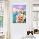 5D Drawing Picture Kit DIY Room Full Round Drill Flowers on Sea Diamond Painting