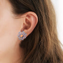 Pairs Small Asymmetrical Cute Women Jewelry Stud Earrings Daisy Flower Earrings