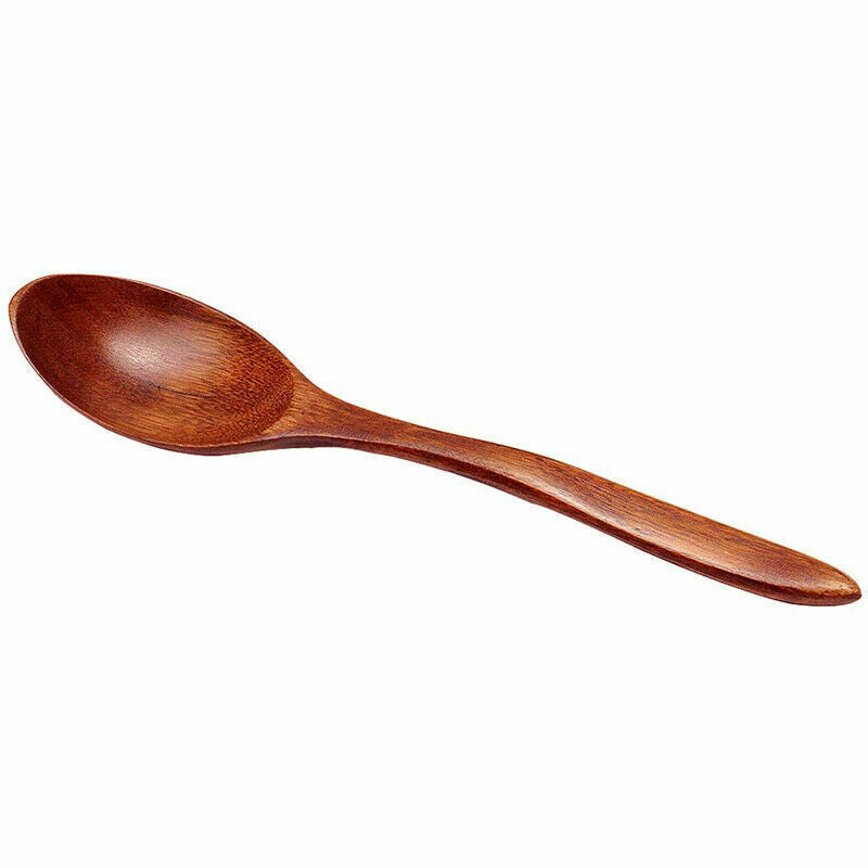 18CM HighQuality Wave Wood Spoon Flatware Kitchen Tool Stir Soup Dessert C4O7