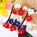 Red White Blue Flower Crown Crystal Headband Hairband Day For Independence I2T7