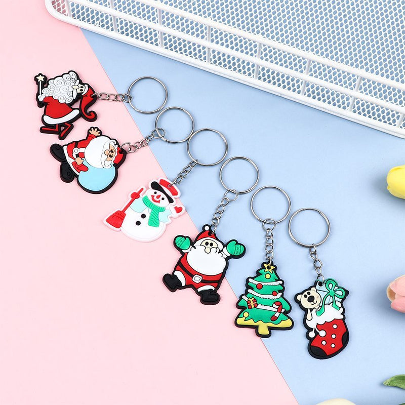 Year Soft Pvc Cartoon Keyring Hanging Pendant Key Buckle Keychain Santa Claus
