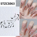 Nail Art Stickers Decals Black White Wavy Swirls Manure Abstract HOT Lines C2O2