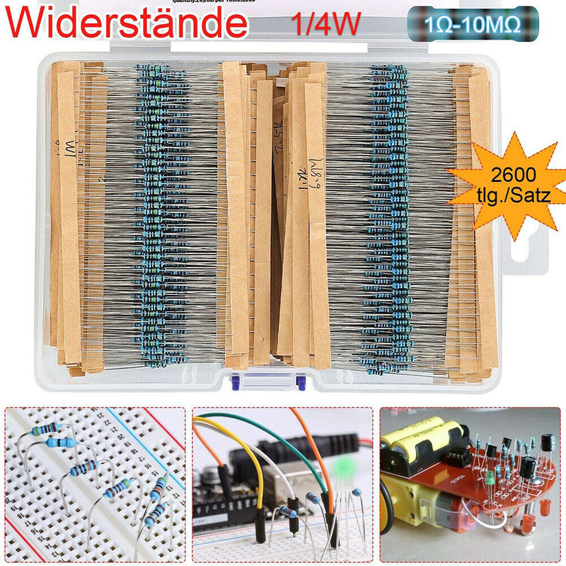 2600pcs Resistor Kit PTC UHF 0.25W Resistors Assorted Pack Kit Electronic Tools