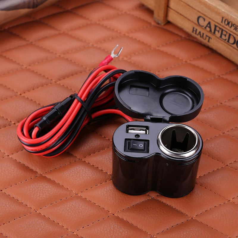 12-24V Motorcycle Scooter Handlebar Clamp Waterproof USB Cigarette Light Newly