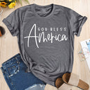 Independence Day Print America Letter Tea T-Shirt (Dark Grey L)