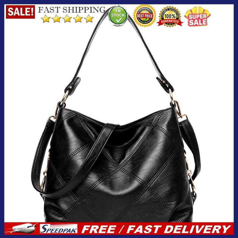 Women Bag Soft PU Leather Messenger Totes Handbags Shoulder Bags(Black)