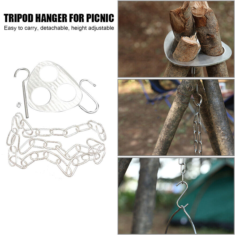 Picnic Pot Grill Hanging Pot Stand Outdoor Tripod Hanging Rack Cooking Supply