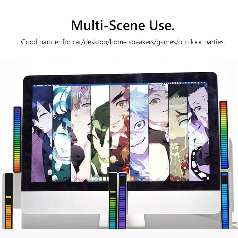 Rechargeable Sound Control Colorful Light RGB 32LED Pickup Lamp Bar (White)