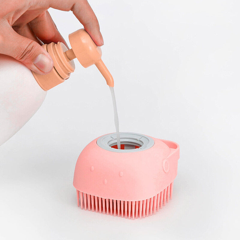 Soft Pet Dog Bath Shower Shampoo Brush SPA Massage Clean Scrubber (Pink) Newly