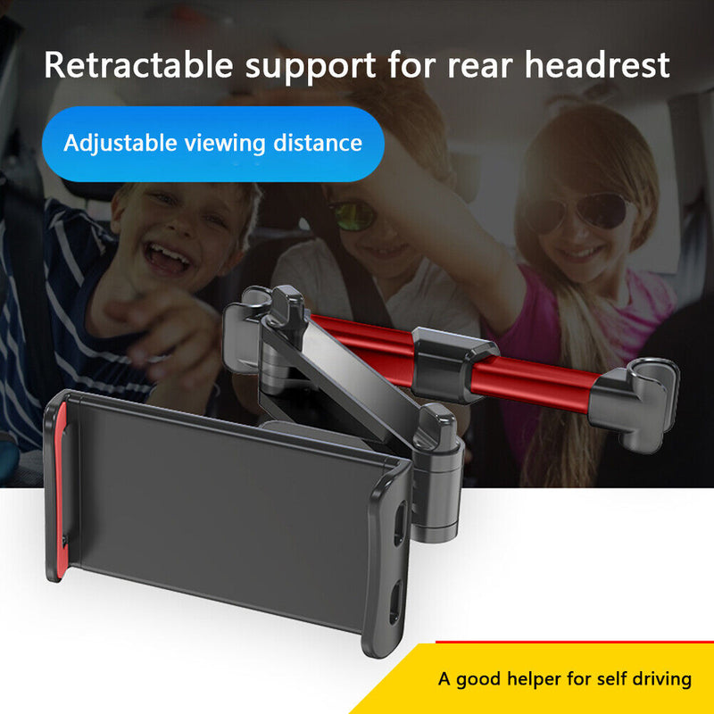 Stretch Car Headrest Phone Holder 360 Rotation Back Seat Bracket (Red)  Newly