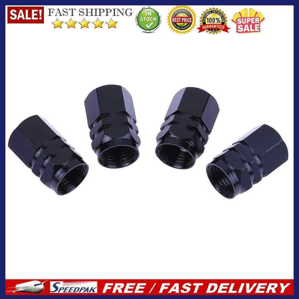 4pcs Aluminum Alloy Car Wheel Tire Valve Air Caps Stem Covers (Black)