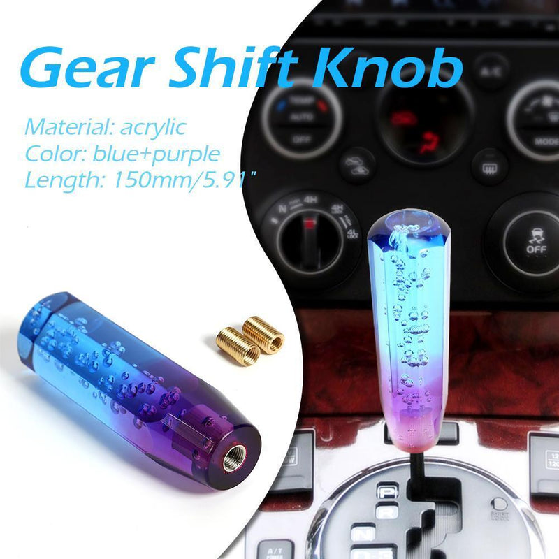 Car Gear Shift Knob Crystal Bubble Manual Gear Stick Lever Head Blue+Purple
