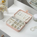 Velvet Jewelry Box Portable Necklace Earrings Organizer with Lock (Pink)