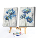 DIY Hand Painted 2 Panel Paint By Numbers Oil Canvas Pictures Flowers Kit Craft