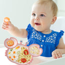 Baby Silicone Plate Kids Cartoon Crab Dishes Suction Feeding Bowls (Pink) Newly