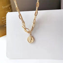 Women Stainless Steel  Chain Collar Statement Coin Pendant Punk Choker Necklace