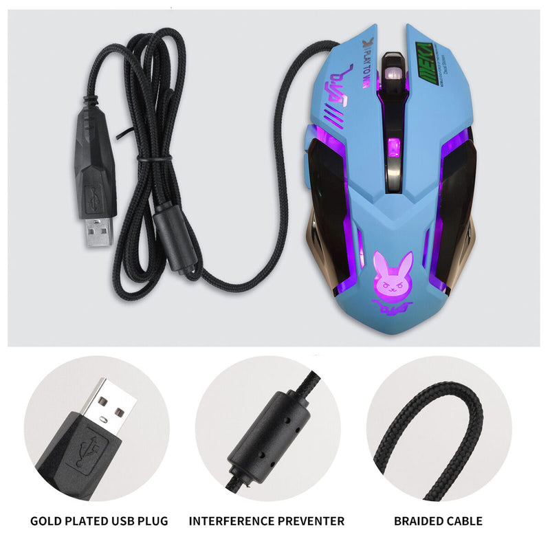 Computer Mouse, Wired 6 Buttons Ergonomic 2400dpi Optical Computer Gaming Mice