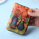 Women Cute PU Leather Mini Wallet Casual Ladies Cartoon Card Holder (D)