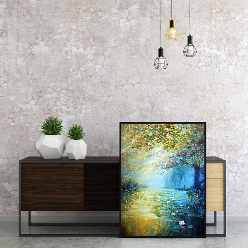 Hand Painted on Canvas DIY Scenery on The River Oil Paint By Numbers Kit