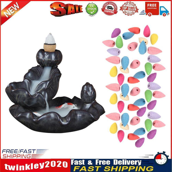 Backflow Incense Burner Ceramic Waterfall Smoke Censer Home Office Decor Newly