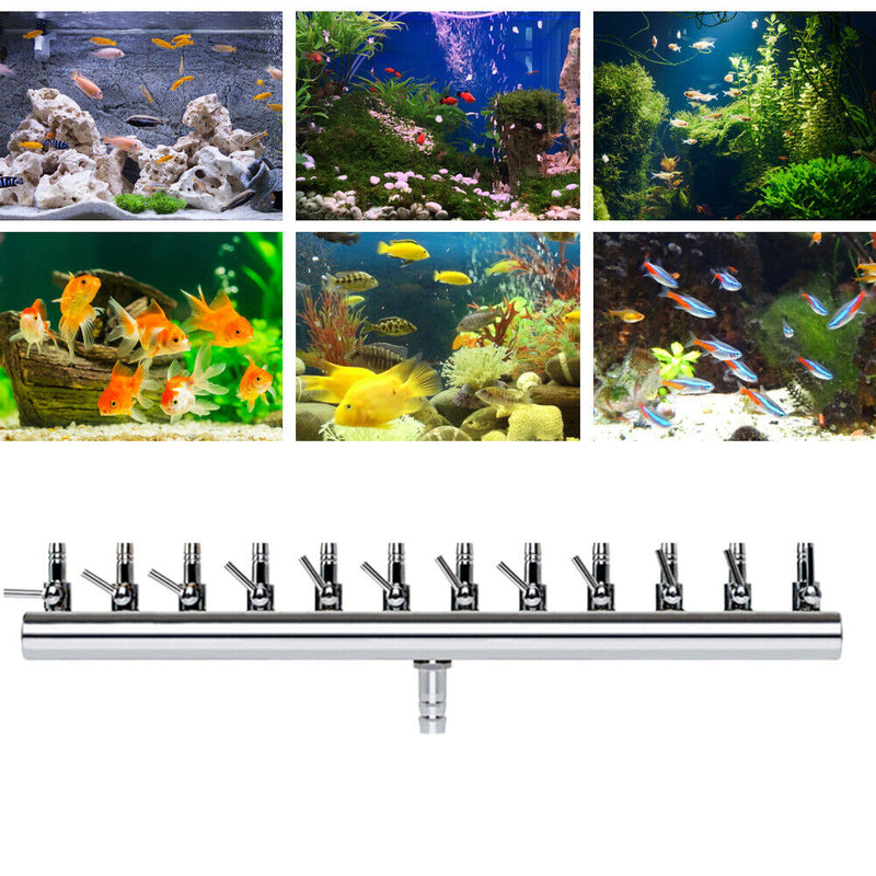 Air Oxygen Pump Aquarium Fish Tank Stainless Steel Splitter Hose (12 Ways)
