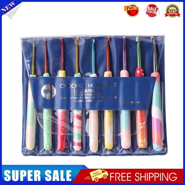 9pcs Colorful Ergonomic Crochet Hooks Soft Handles Sweater Needles (Bubble)