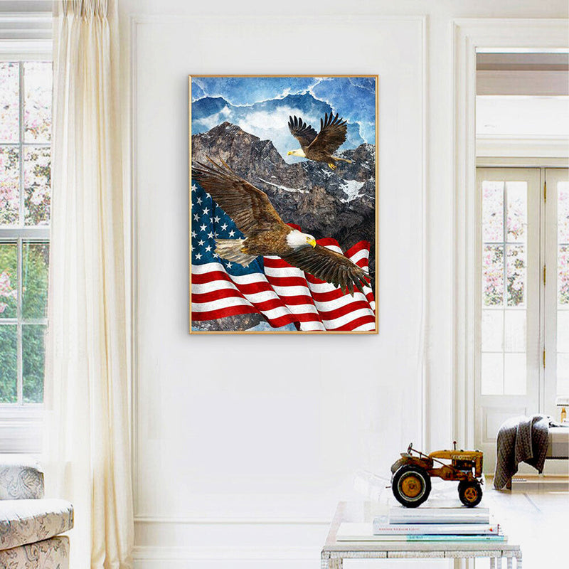 5D DIY Diamond Painting USA Flag Eagle Full Round Drill Crafts Mosaic Rhinestone