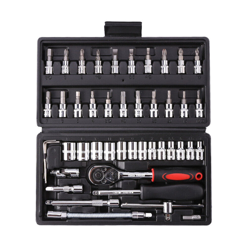 46pcs Socket Wrench Set Ratchet Spanner Multi-functional Car Repair Tool